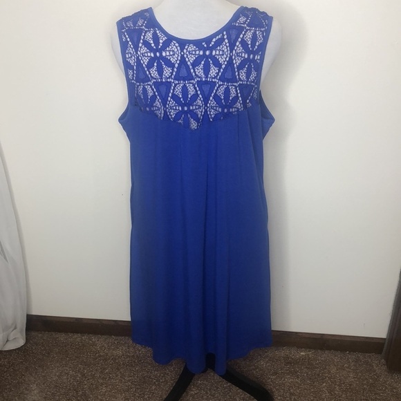 NWT Simply Noelle blue lace shift pocketed midi dress size large - Picture 5 of 15